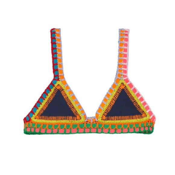 Kiini Tasmin Bikini Navy Crochet-Trimmed Swimsuit Top - Picture 1 of 6
